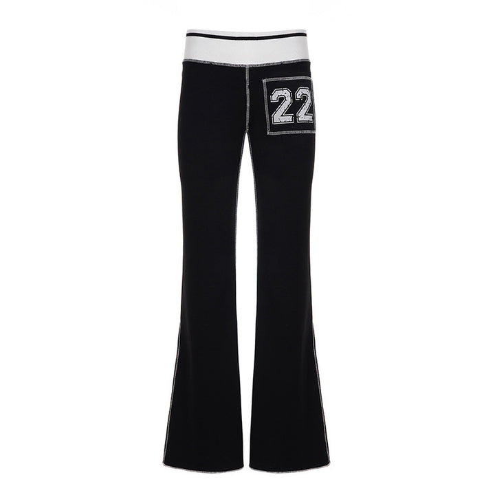 Dame Mode Bootcut-bukser med elastisk bund og sporty applikationer Skovae