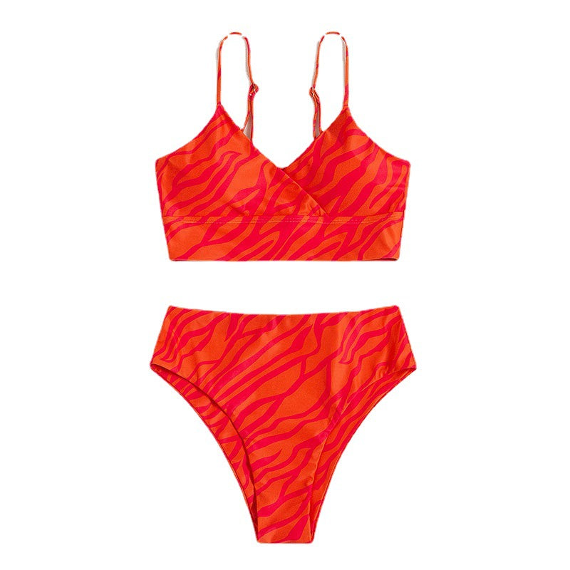 Dame Bikini-sæt med moderne indpakningsoberdel og høj udskæring Stilla
