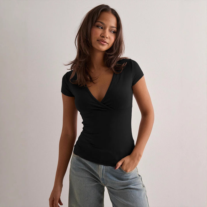 Dame Stilfuld Wrap V-Udskæring Top Stilla