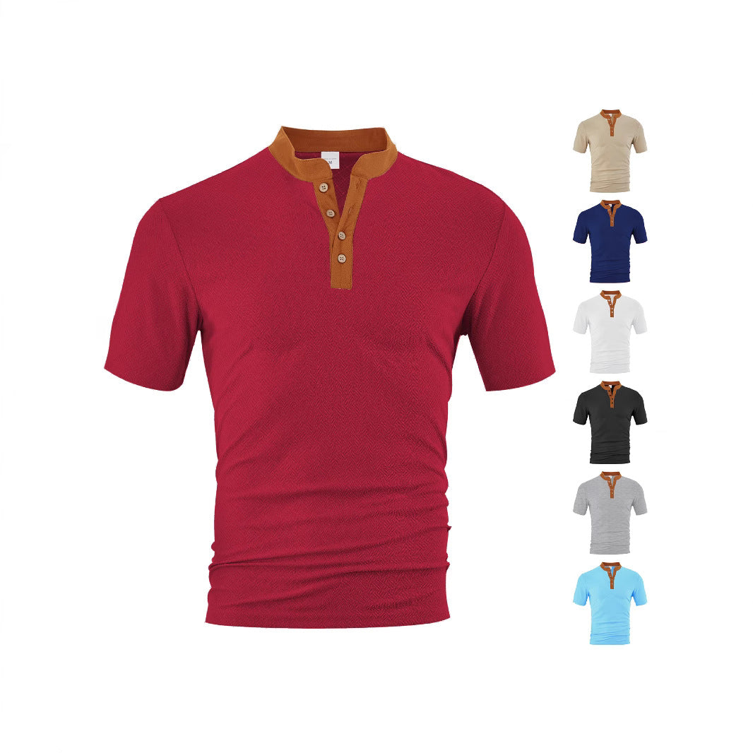 Herrer poloshirt med elegant Henley-udskæring og struktureret design Stilla