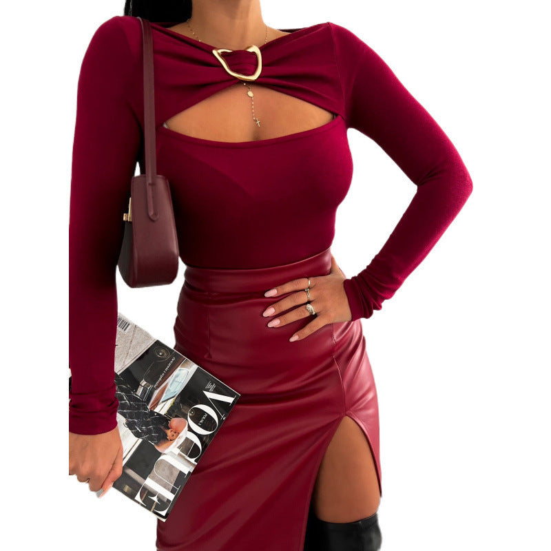 Femme Stilfuldt Cut-Out Langærmet Top Stilla