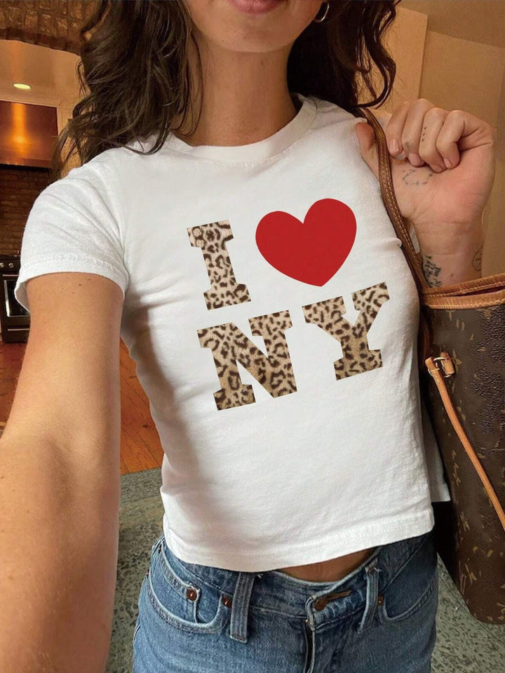 Dame Crop-T-Shirt med kreativ cocktail-design Skovae