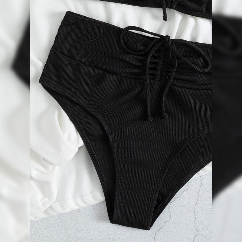 Dame Rib-struktur To-delt Høj talje Bikini Sæt Stilla