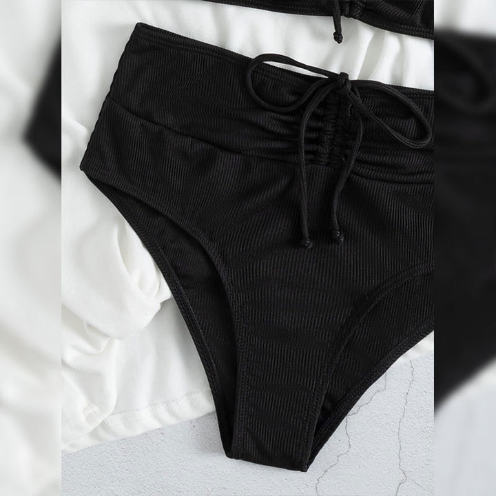 Dame Rib-struktur To-delt Høj talje Bikini Sæt Stilla