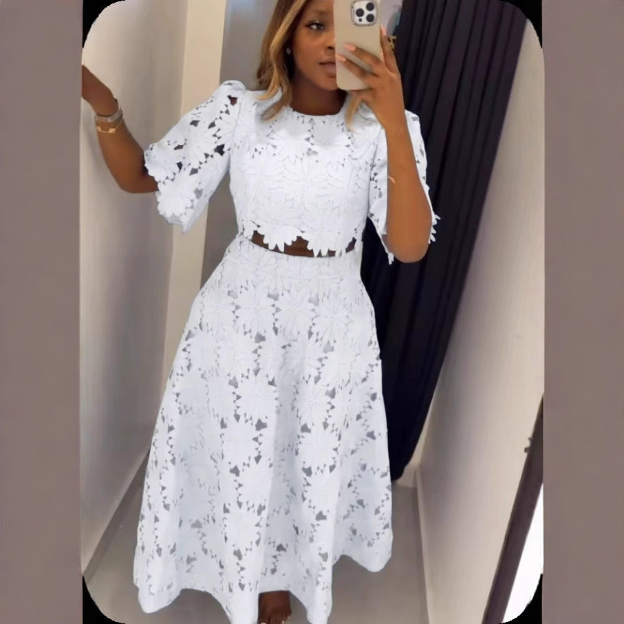 Dame Elegant spids-outfit med kort top og lang nederdel Stilla