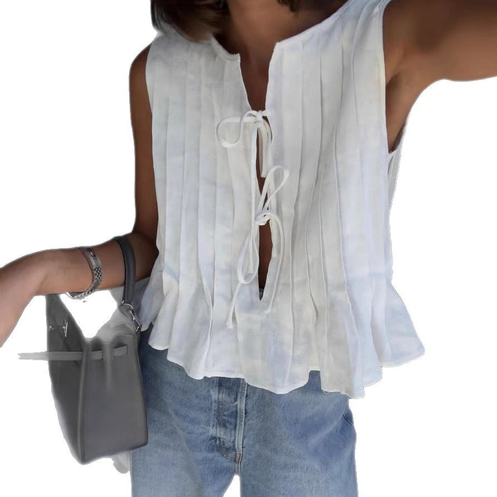 Dame afslappet bluse med smart rynke-design Stilla