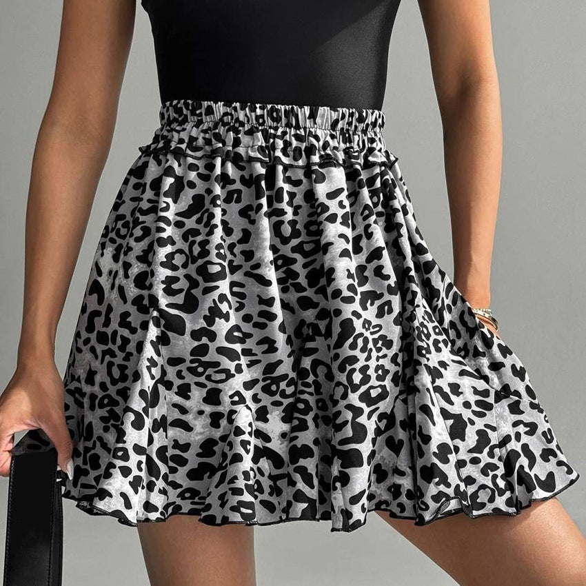Dame afslappet nederdel med leopardprint Stilla