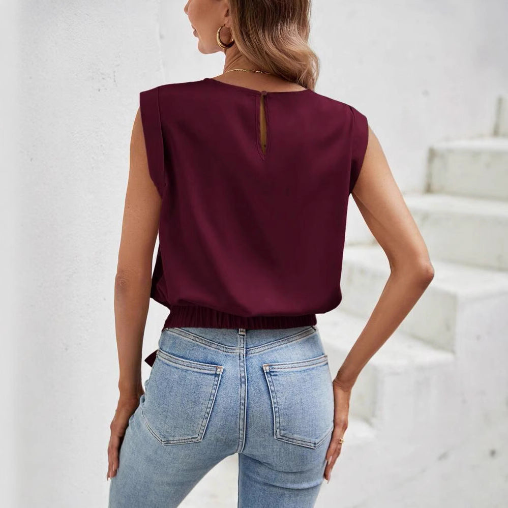 Dame elegant top med knyttet kant Stilla