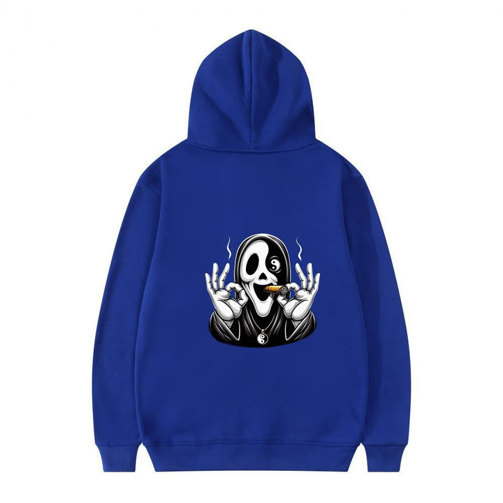 Dame hoodie med kunstnerisk kraniumprint og afslappet pasform Skovae