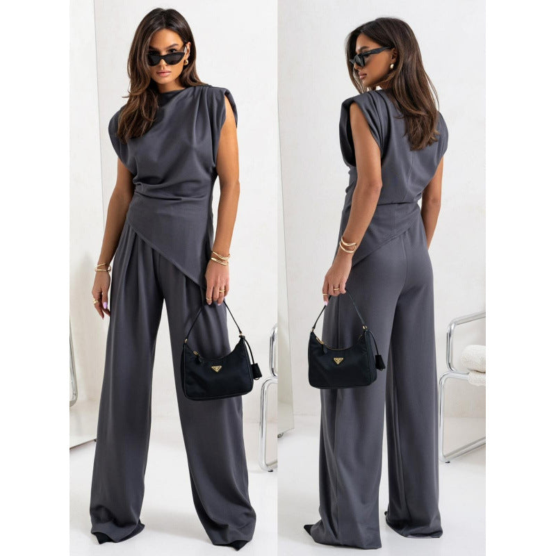 Dame Modisk Overall med asymmetrisk snit og vidde ben Stilla