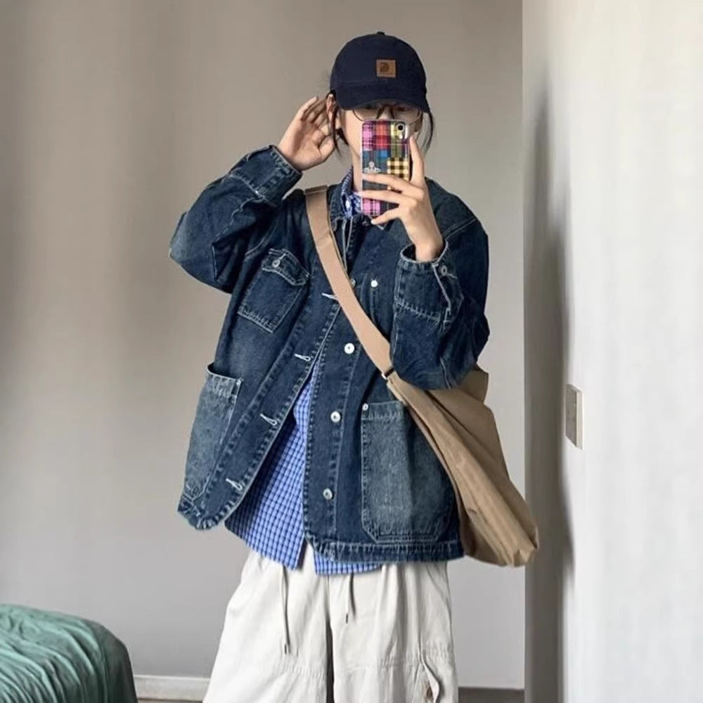 Kvinders mode denimjakke med store lommer Stilla