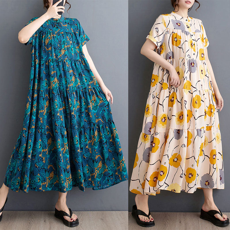 Dame Maxi kjole med afslappet pasform og legende dyredesign Stilla