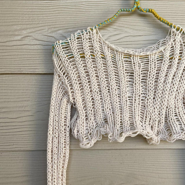 Dame hæklede Crop-Top med åbne ærmer og afslappet design Skovae