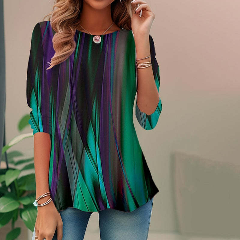Dame Elegant Bluse med kreativ stribeformet Design Stilla