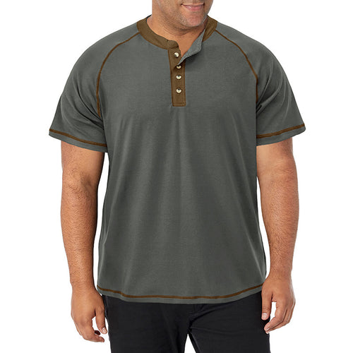 Herrer kortærmet henley-shirt med iøjnefaldende kontrastsyninger og behagelig pasform Stilla