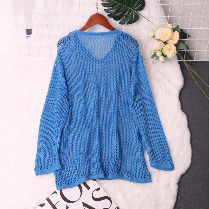 Kvindernes luftige strikkede sweater med moderne netdesign Stilla