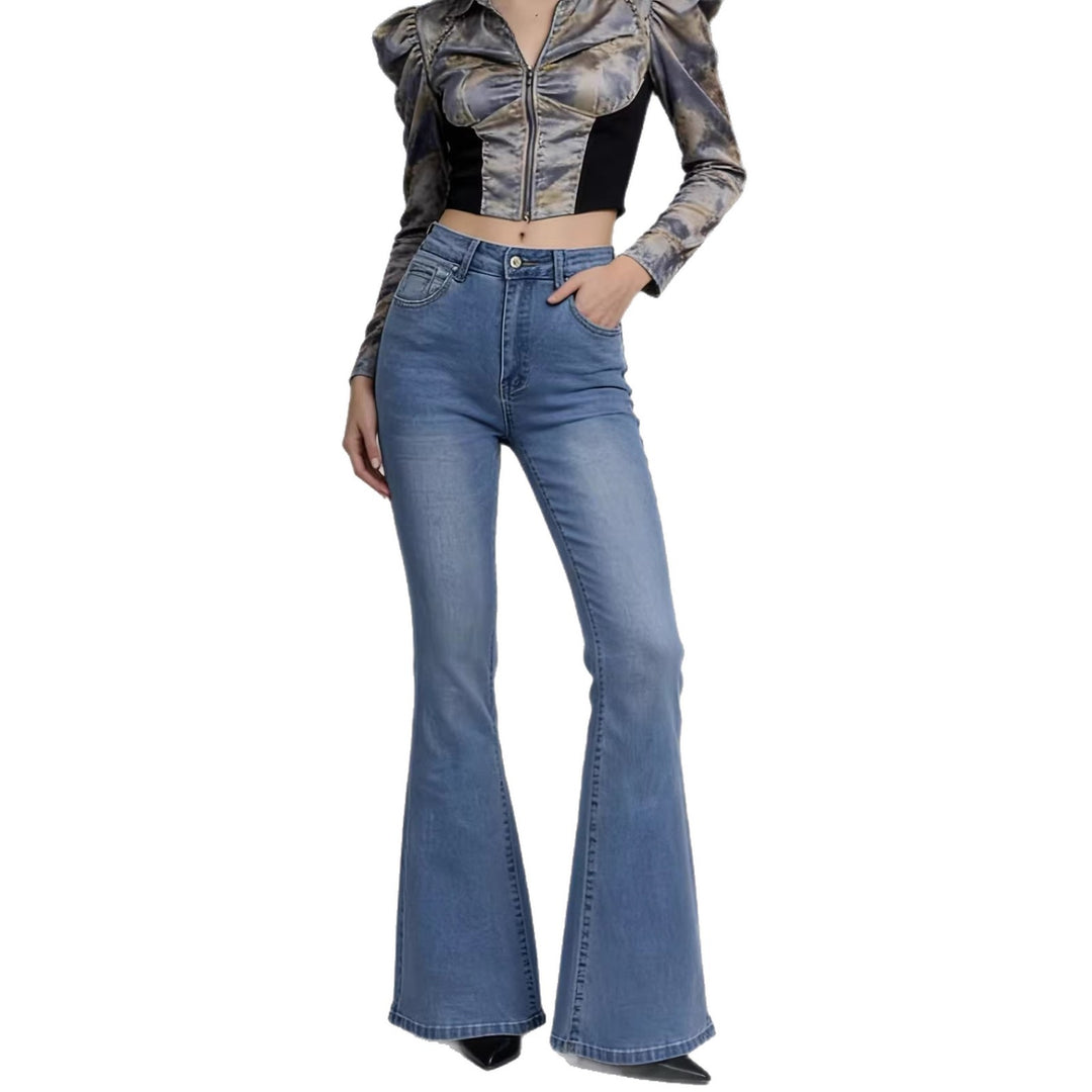 Dame Bootcut Jeans med høj talje og trendy vask Skovae