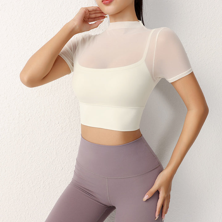 Dame Sporty Crop-top med kort arm og åndbare egenskaber Stilla