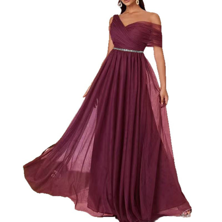 Damer Elegant Off-Shoulder Aftenkjole med glitrende Taljev betoning Stilla