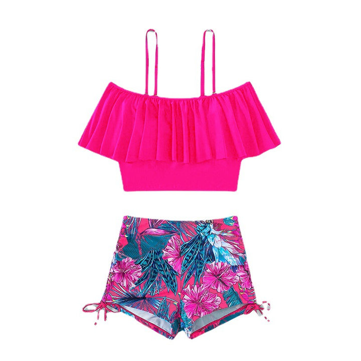 Dame Crop-Top og Shorts Badebeklædning-Sæt med glædeligt Blomster Mønster Stilla