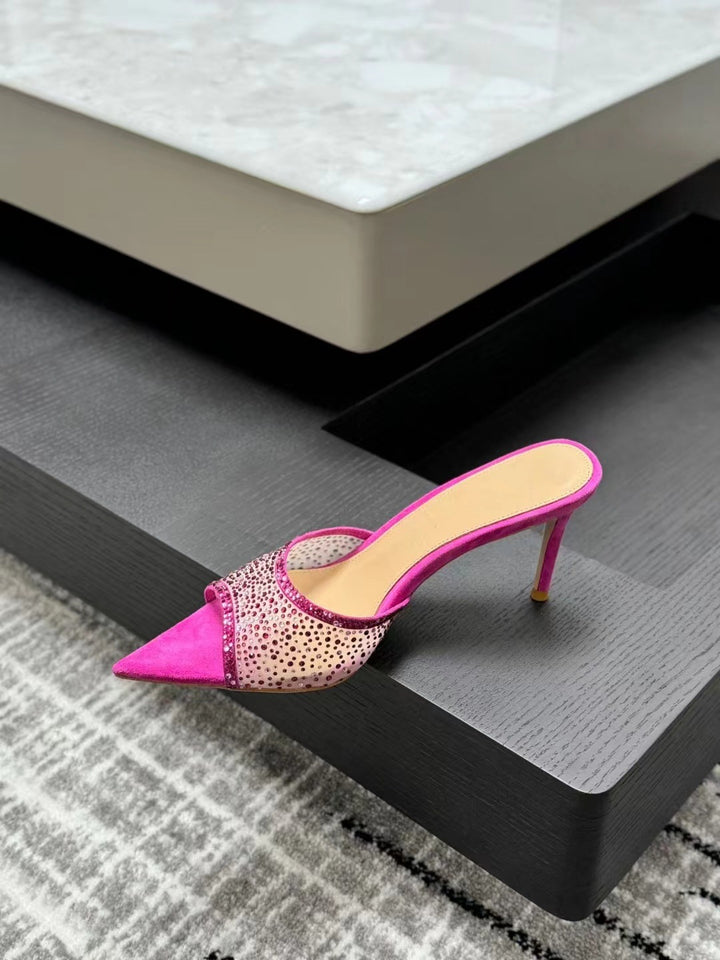 Dame Højhælede med Strass-applikationer Slide Sandaler Stilla
