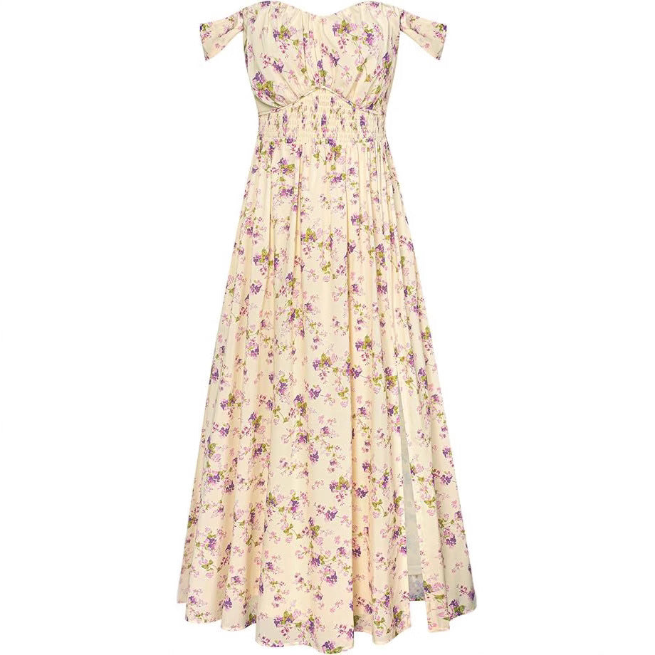 Dame blomsterkjole i maxi-stil med taljebælte fra Stilla