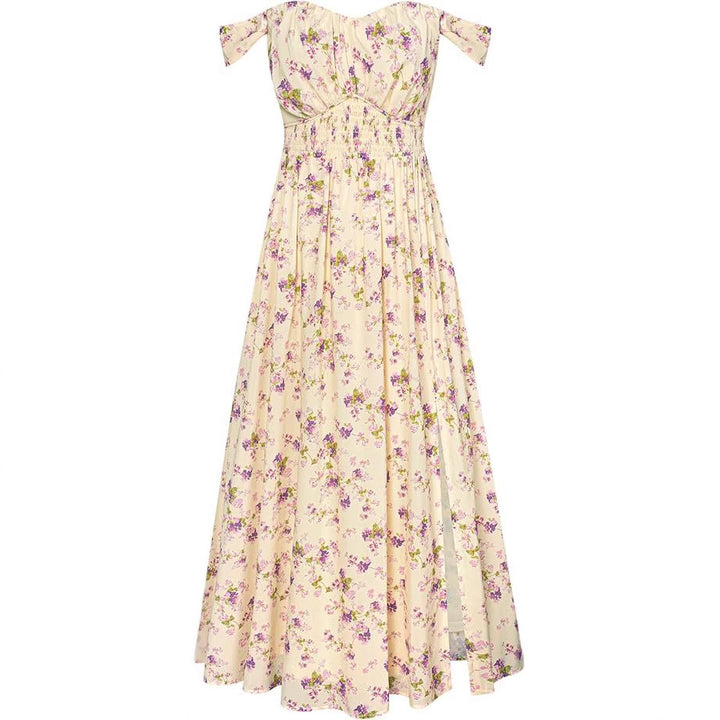 Dame blomsterkjole i maxi-stil med taljebælte fra Stilla
