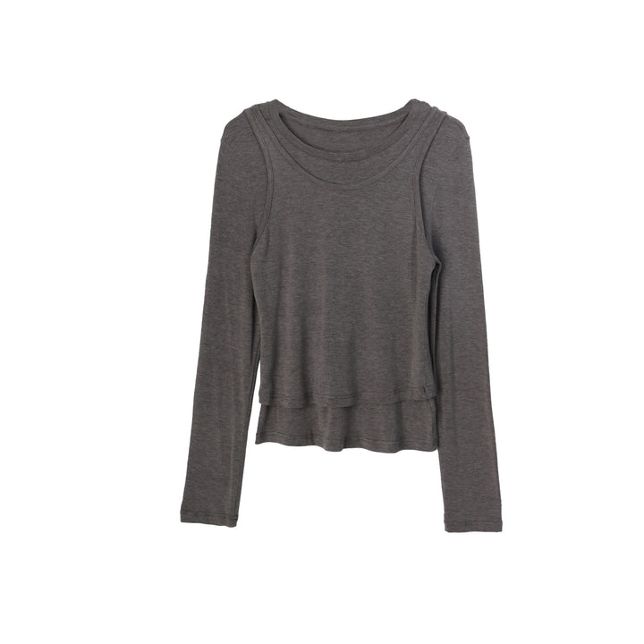 Dame afslappet longsleeve med dekorativt indpakningsdetalje Stilla