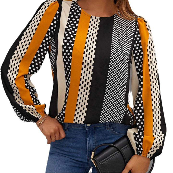 Dame Bluse med moderne stribet mønster Stilla