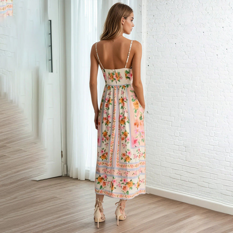 Dame maxikjole med floral design og elegant silhuet Stilla