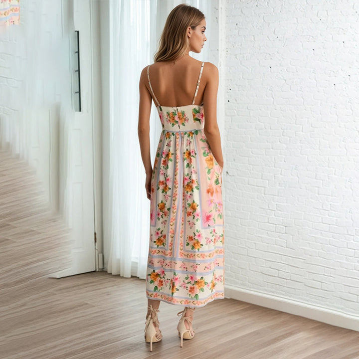 Dame maxikjole med floral design og elegant silhuet Stilla