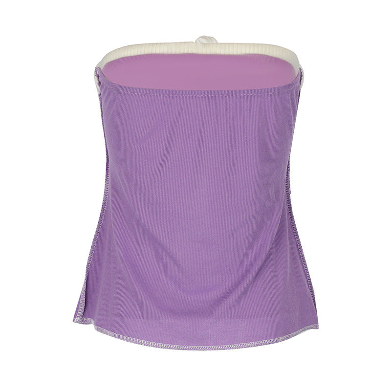Dame Offshoulder Top med spidsdetaljer og lomme Skovae