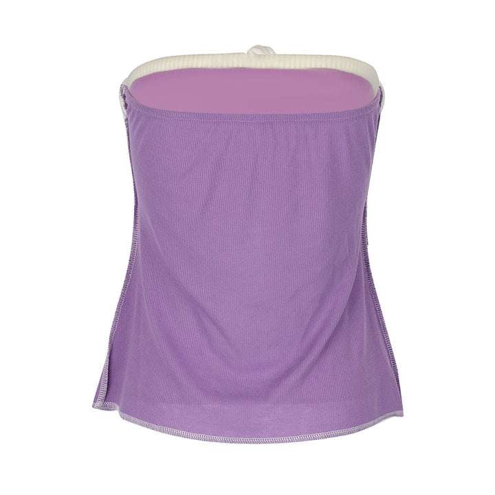 Dame Offshoulder Top med spidsdetaljer og lomme Skovae