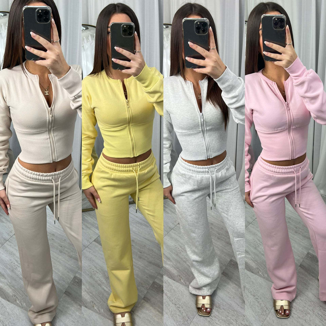 Kvinders cropped hoodie og afslappet joggers sæt Skovae