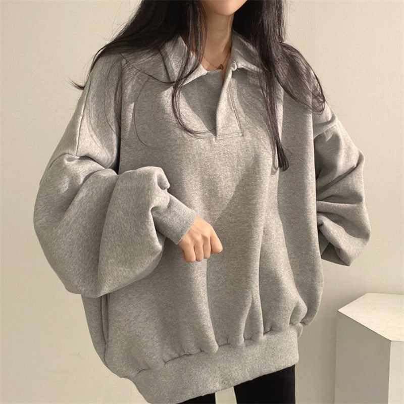 Femme Oversized Polo Sweatshirt med Puffærmer Stilla