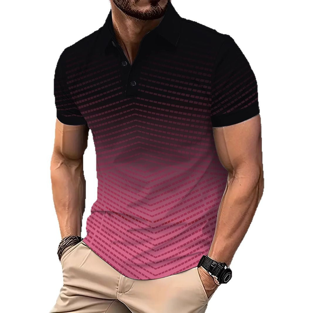 Herrer polo-shirt med moderne farvegradient og grafisk design Stilla