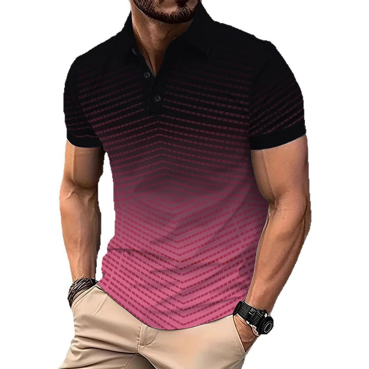 Herrer polo-shirt med moderne farvegradient og grafisk design Stilla