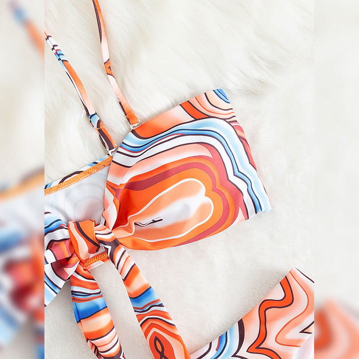 Damer Højtaljet Swirl Print Bikini Sæt Stilla