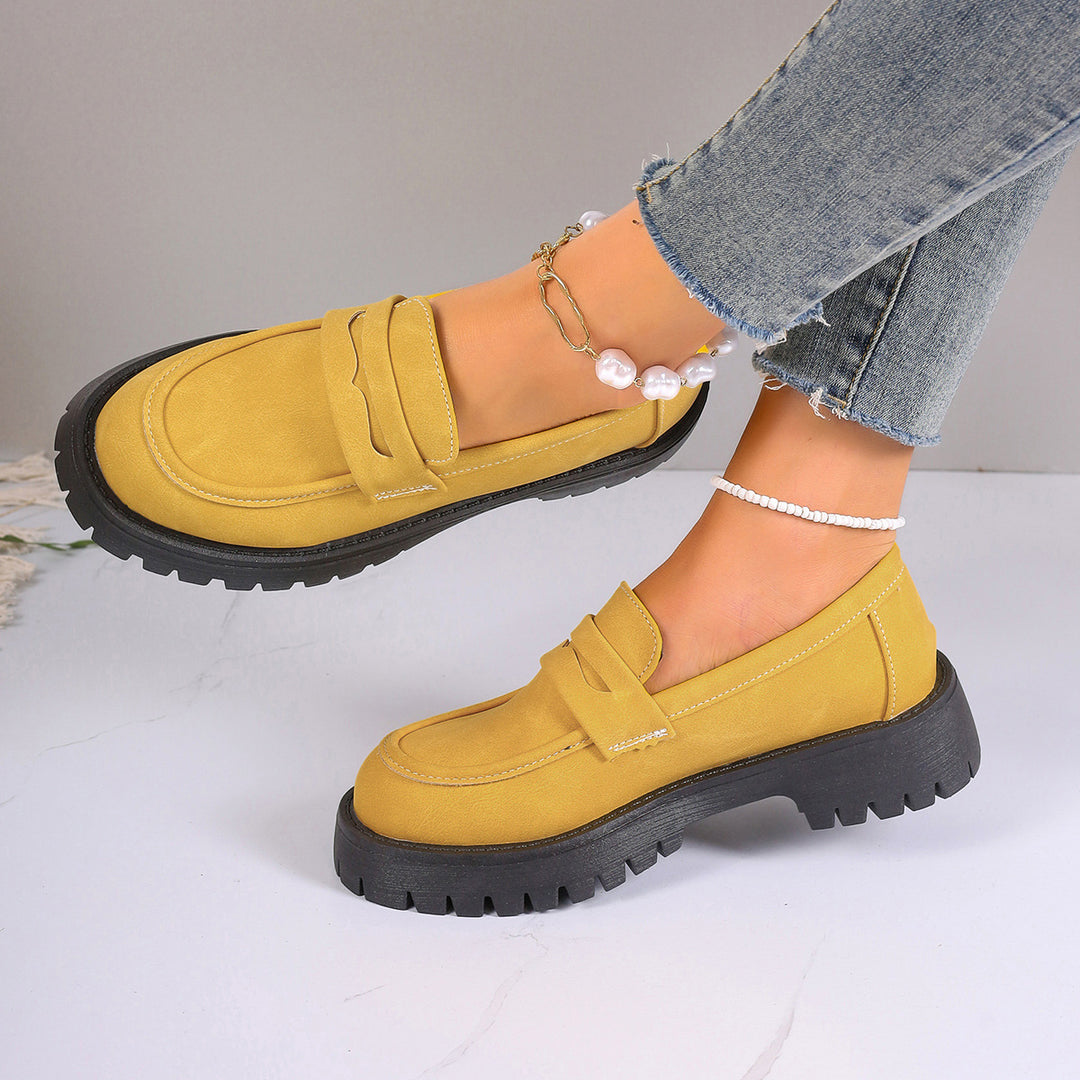 Dame Chunky Loafers med høj kvalitet læder-overflade og skridsikker profileret sål Stilla