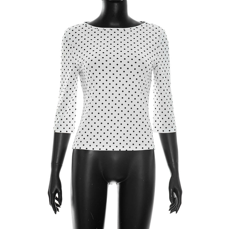 Dame Polka-dot langærmet skjorte med behagelig pasform og modedesign Skovae