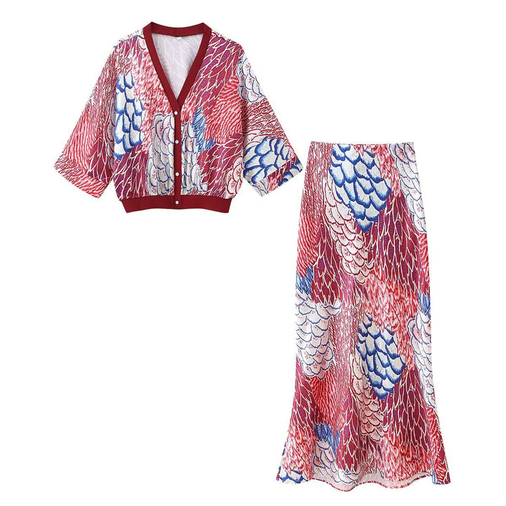 Femme To-Delt Kunstnerisk Tryk Ensemble Stilla