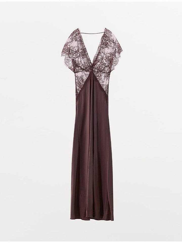 Dame Elegant aftenkjole med spidsbroderi og smal pasform Skovae
