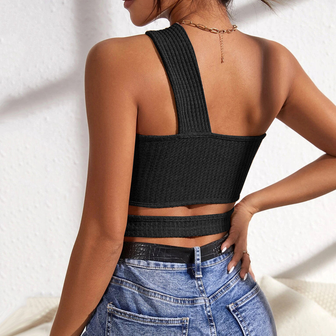 Kvinders crop top med asymmetrisk snit og sideudskæring Stilla