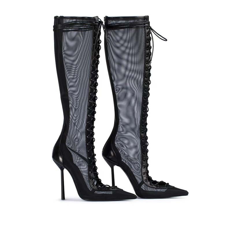 Femme Snørre-Stiletto Over-the-Knee Støvler Stilla