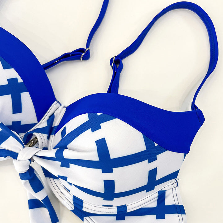 Dame Højskåret Bikini med raffinerede knudedetaljer og værdifulde mønstre Stilla