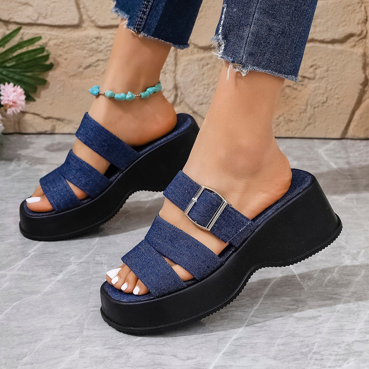 Dame Wedge-sandaler med justerbare remme og robust plateau Stilla
