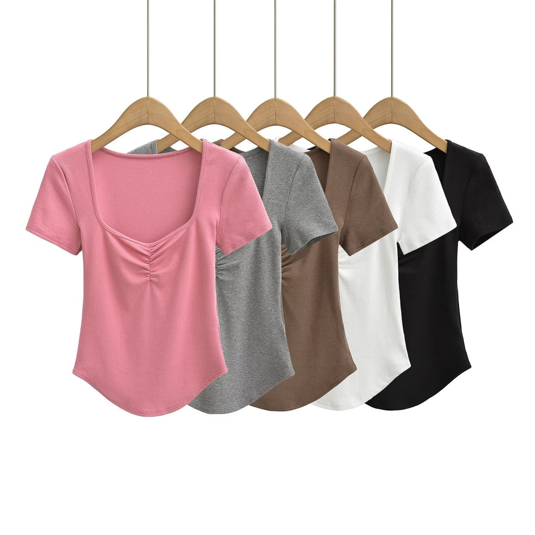 Femme Kortærmet Raffung Detail Top Stilla