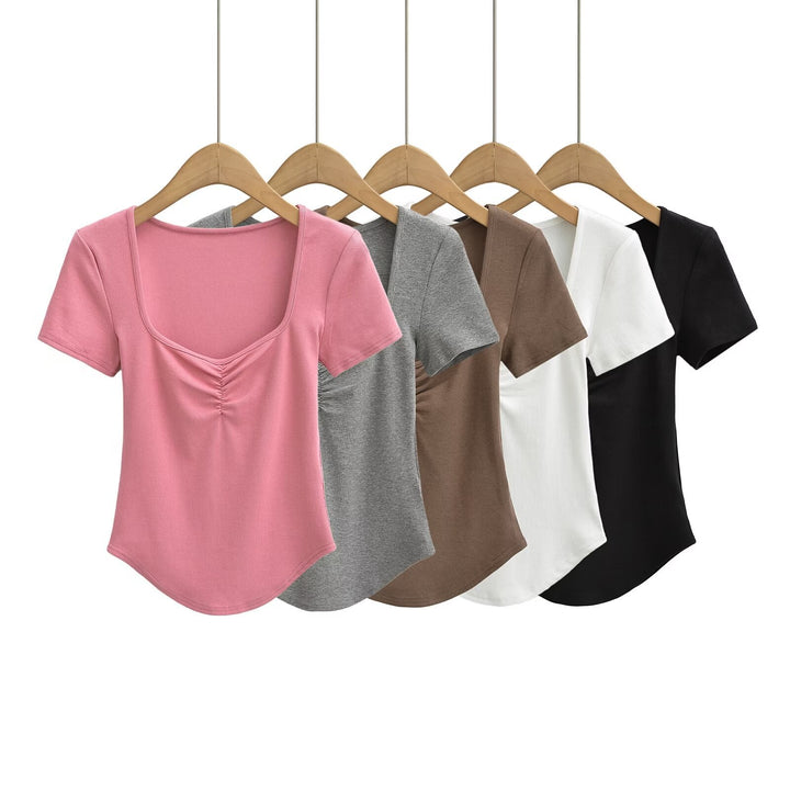 Femme Kortærmet Raffung Detail Top Stilla