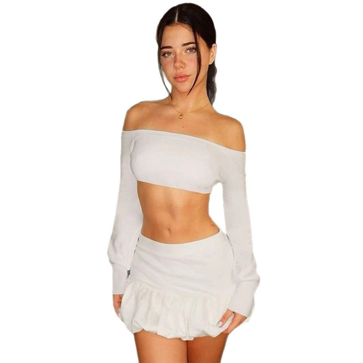 Dame Off-Shoulder Crop-Top og Faldskørt Sæt Skovae