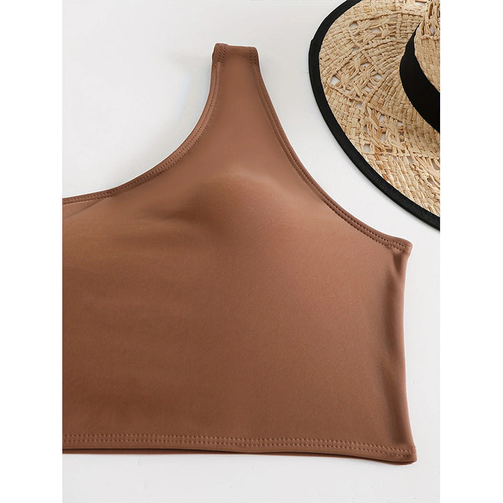 Dame En-skulder Sporty Crop Top og Høj Talje Badetøj Sæt Stilla